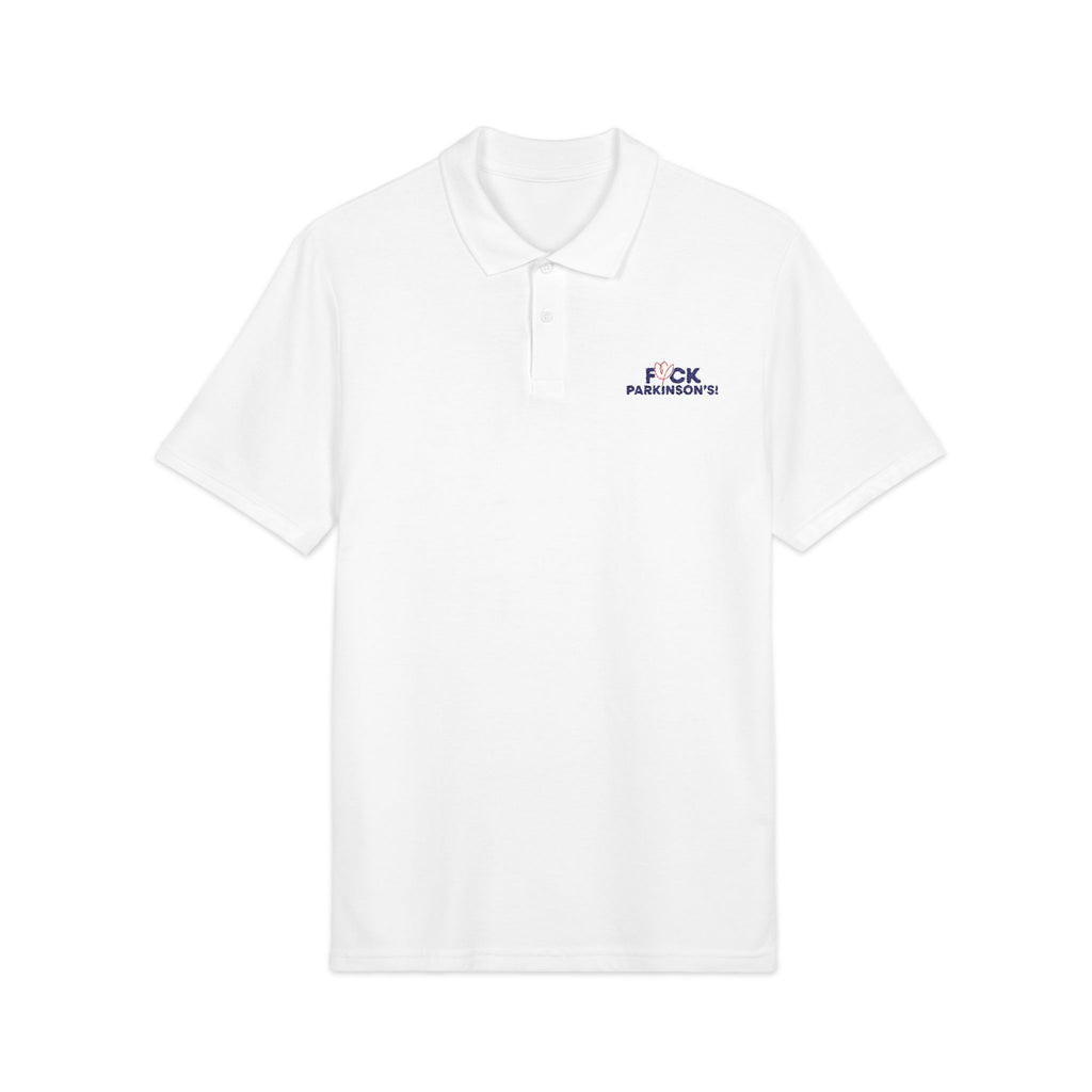 Embroidered F*CK Parkinson's Polo Shirt — White
