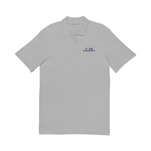 Embroidered F*CK Parkinson's Polo Shirt — White