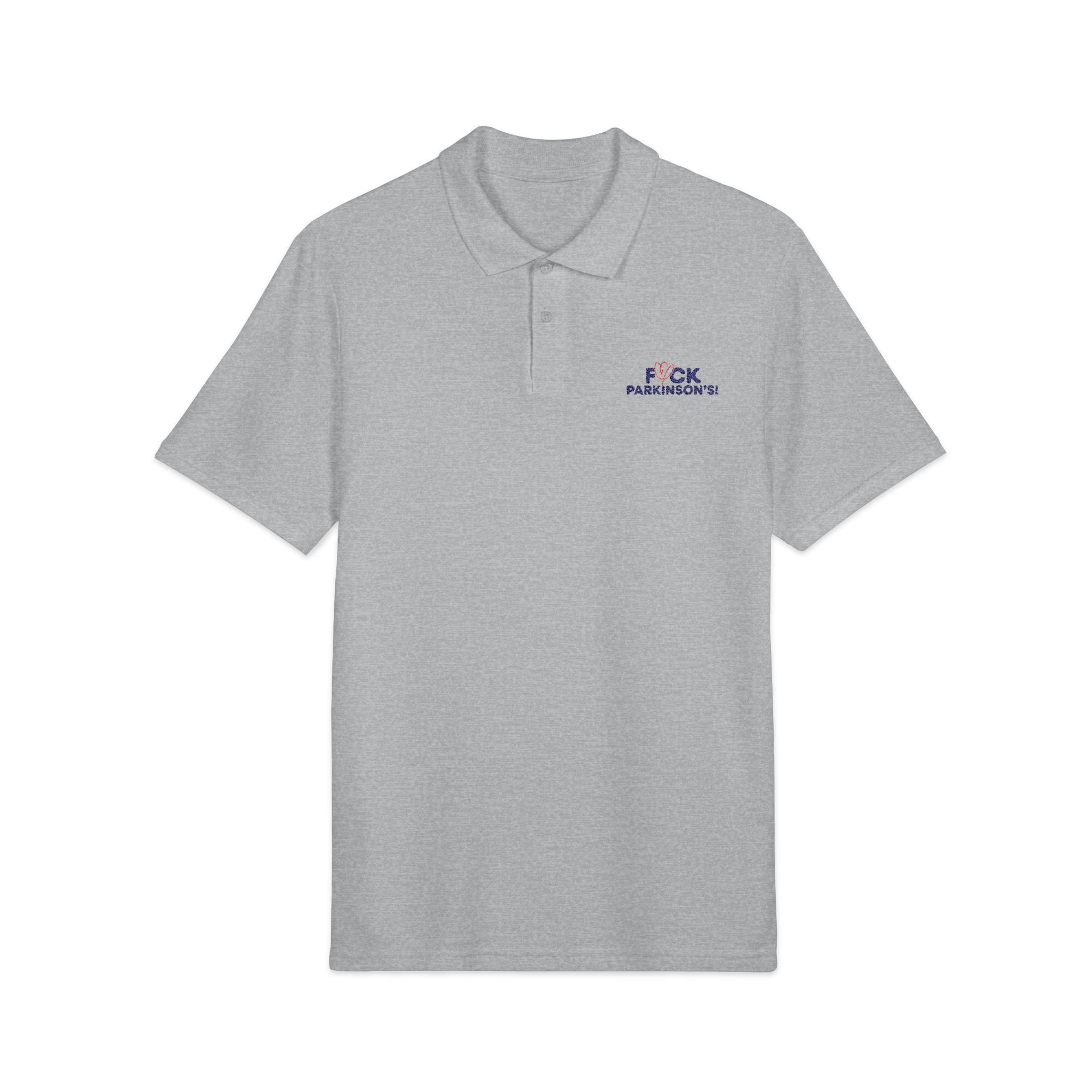 Embroidered F*CK Parkinson's Polo Shirt — White