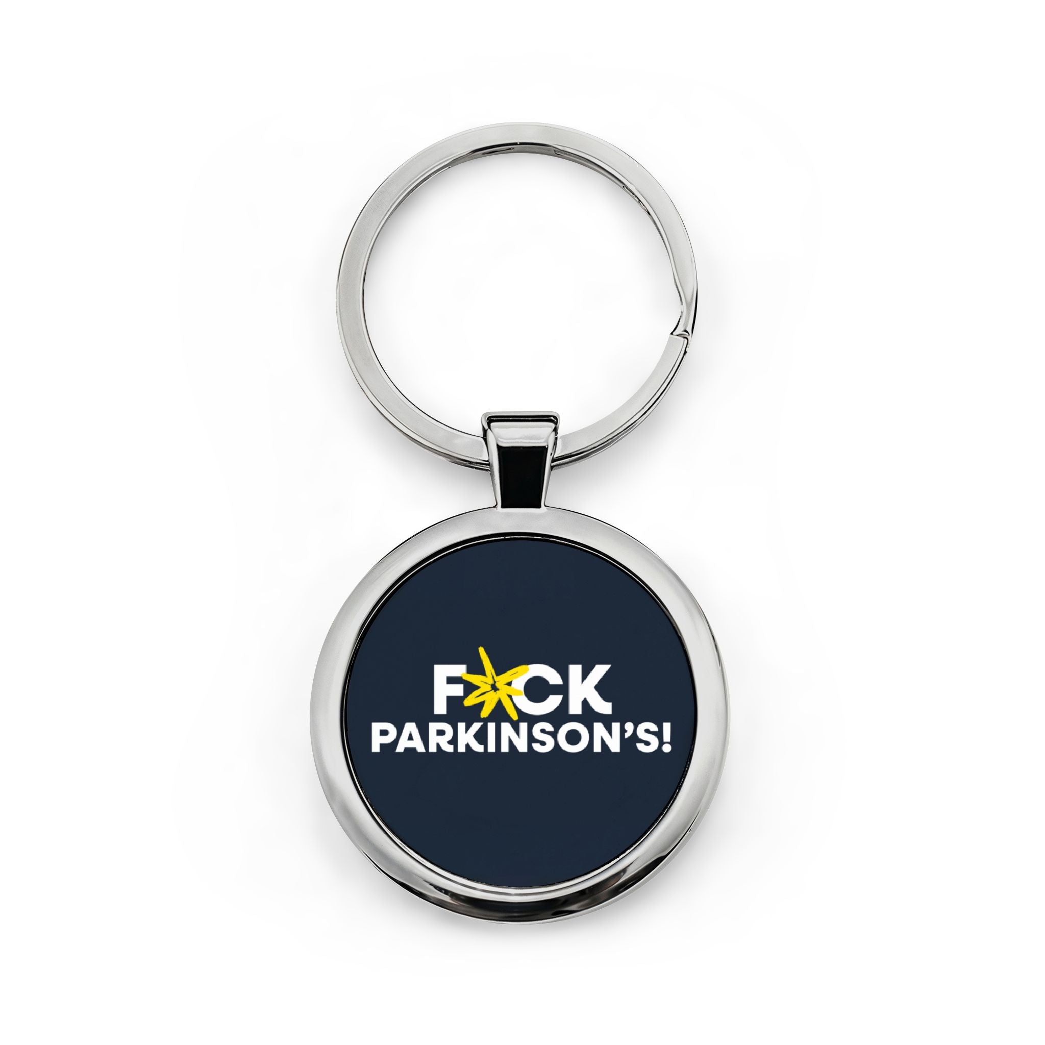 Round Stainless Steel Keychain — “F*ck Parkinson’s!” Awareness Keyring